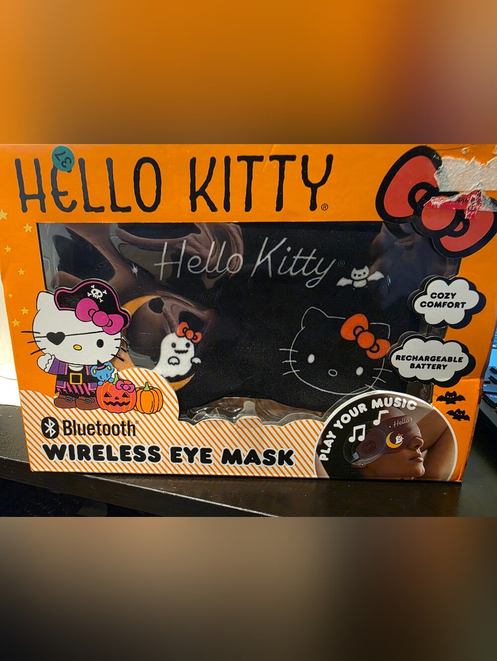 Hello Kitty Black and Orange Halloween BLUETOOTH WIRELESS USB Sleep Mask